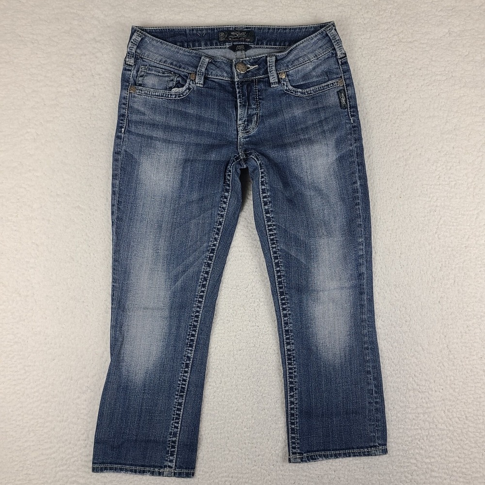 Silver Jeans‎ Womens 28 Blue Aiko Capri Medium Wash Denim